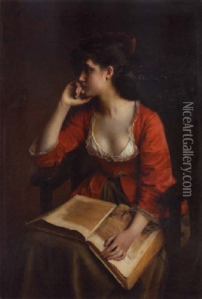 A Moment Of Reflection Oil Painting - Gustave Jean Jacquet
