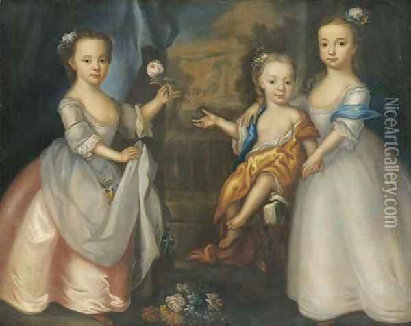 Group portrait of three children of William Meachin Oil Painting - English School