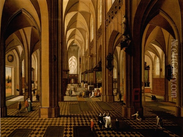 The Interior Of A Cathedral Oil Painting - Peeter Neeffs the Younger