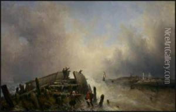La Sortie Du Pont Oil Painting - Jean Louis Petit