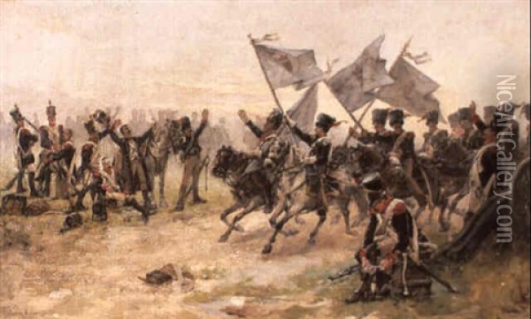 Szene Aus Den Napoleonischen Kriegen Oil Painting - Alexandre Bloch