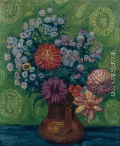 Bouquet De Fleurs Variees Oil Painting - Jean Peske
