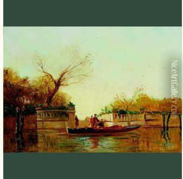 Le Jardin Francais A Venise Oil Painting - Felix Ziem