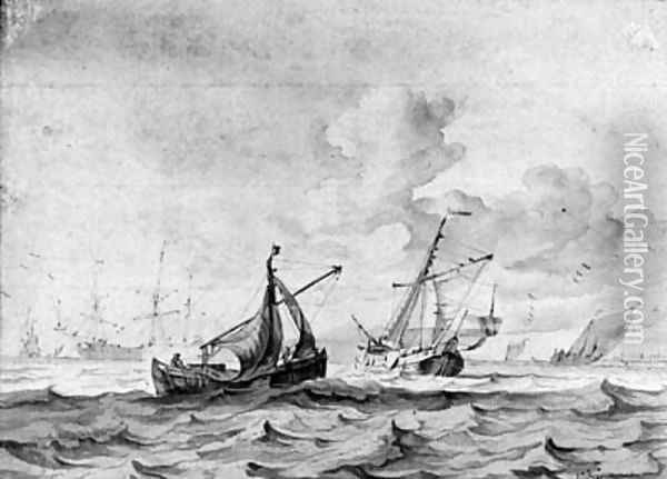 Ships at sea Oil Painting - Wigerus Vitringa