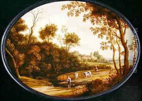 A Wooded Landscape Oil Painting - Isaak van Oosten