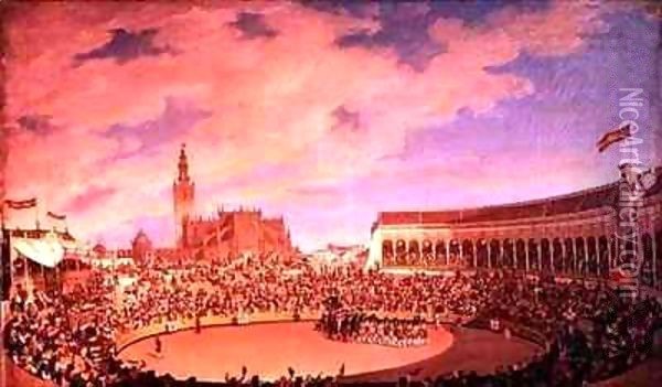 The Bullring in the Arsenal at Seville Oil Painting - Joaquin Dominguez Becquer