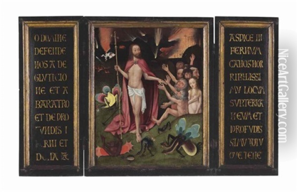 A Triptych: The Harrowing Of Hell Oil Painting - Hieronymus Bosch