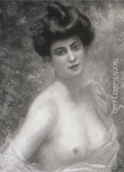 A Young Beauty Oil Painting - Eugene Chaffanel