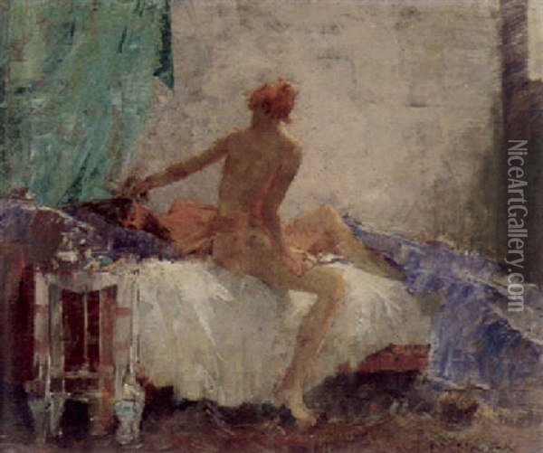 Samson Und Dalila Oil Painting - Emile Rene Menard