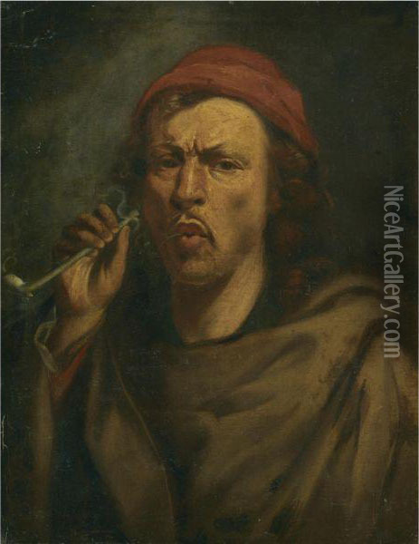 A Man Smoking Oil Painting - Jacob Jordaens