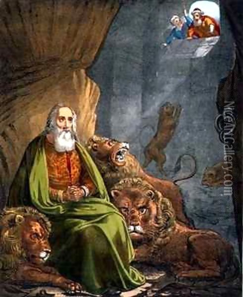 Daniel in the Lions' Den Oil Painting - Siegfried Detler Bendixen