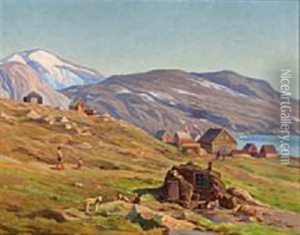 View From Upernavik, Greenland Oil Painting - Sigurd Soelver Schou