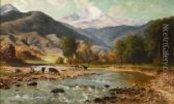 Sierra Pasture Oil Painting - Thaddeus Welch