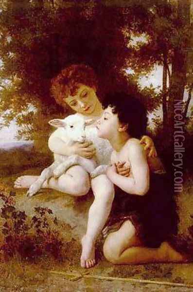 Children With the Lamb Oil Painting - William-Adolphe Bouguereau