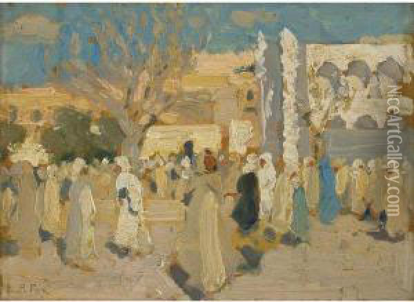 Arab Market Place Oil Painting - Emanuel Phillips Fox