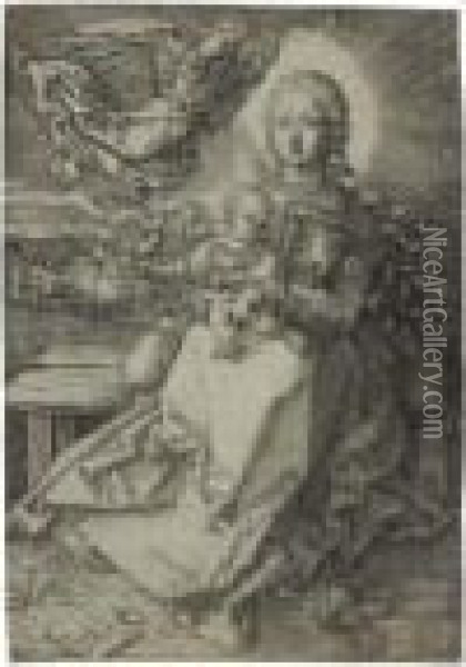 The Virgin And Child Crowned By One Angel Oil Painting - Albrecht Durer