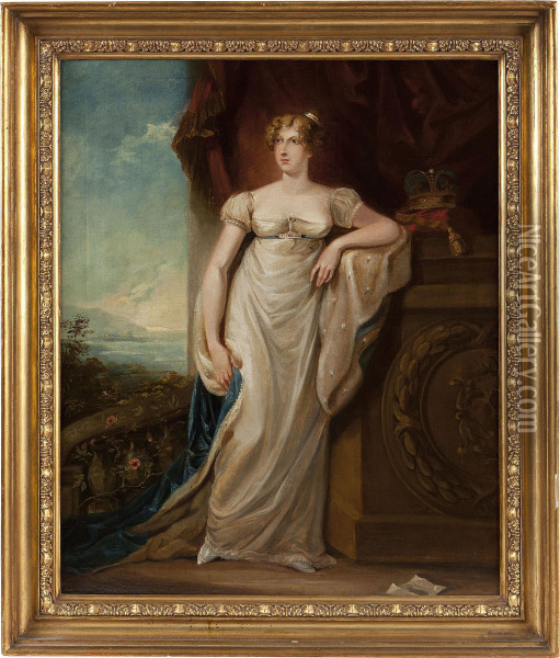 Full Length Portrait Of Princess Charlotte Oil Painting - Alfred-Edward Chalon