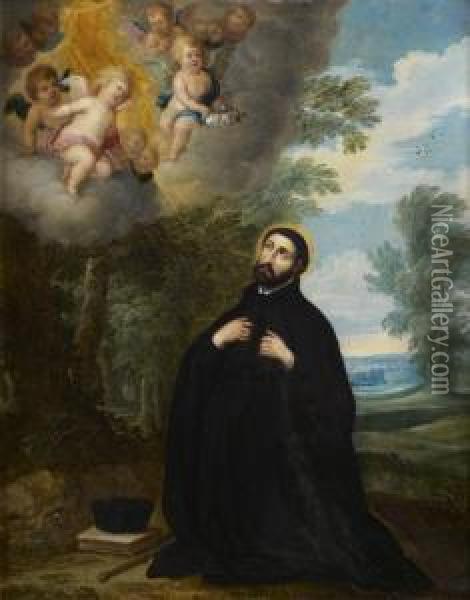 Saint Thomas De Villeneuve Touche Par La Lumiere Celeste Oil Painting - Jan Van Balen