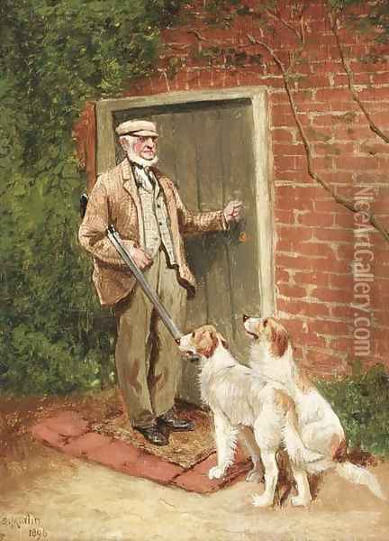 The gamekeeper with his dogs Oil Painting - Sylvester Martin