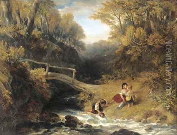 Down by the stream Oil Painting - William Collins
