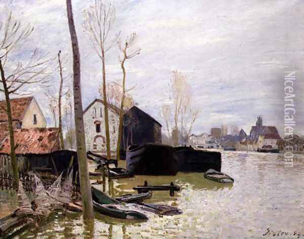The Floods at Moret-sur-Loing, 1889 Oil Painting - Alfred Sisley