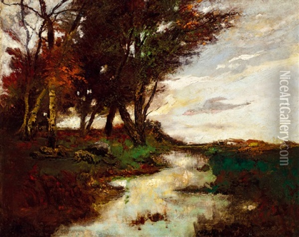 Landscape With Brook Oil Painting - Laszlo Paal