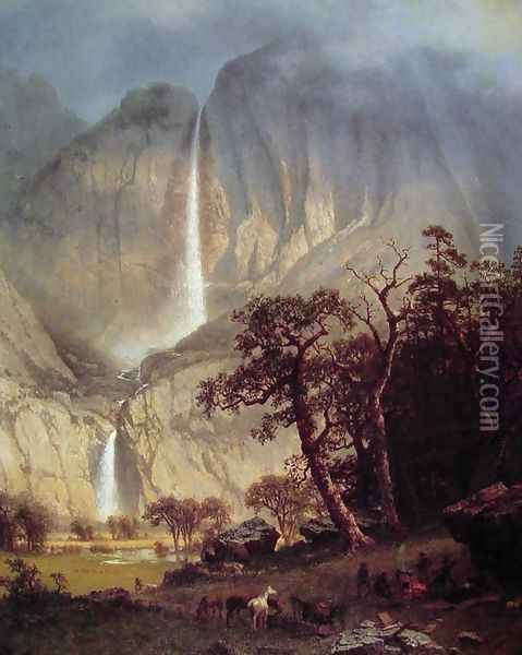 Cho-looke: The Yosemite Fall Oil Painting - Albert Bierstadt