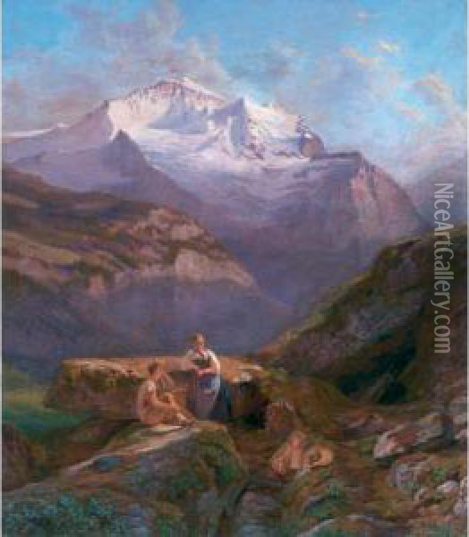 Jungfraumassiv Oil Painting - Abraham Sigmund Von Bonstetten