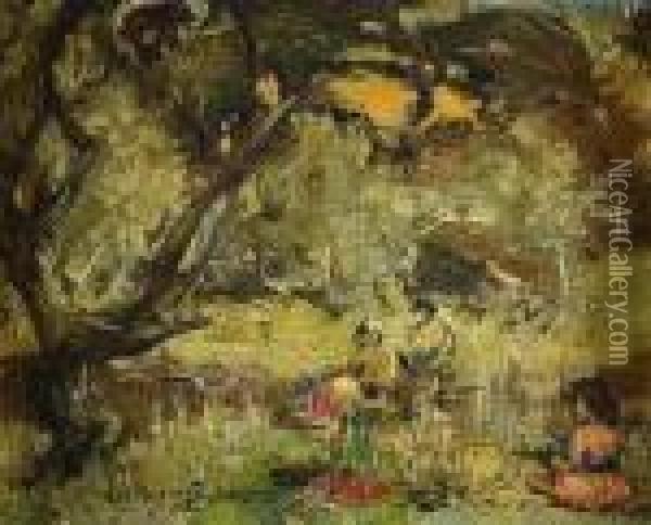 In The Orchard, Buckland,kirkcudbright Oil Painting - Edward Atkinson Hornel