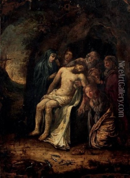 La Mise Au Tombeau Oil Painting - Bartholomeus Johannes Van Hove