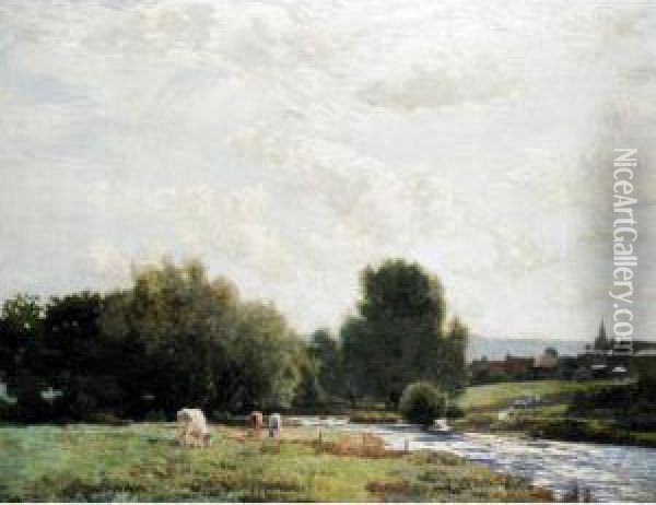 A View Of East Linton Oil Painting - Robert Noble