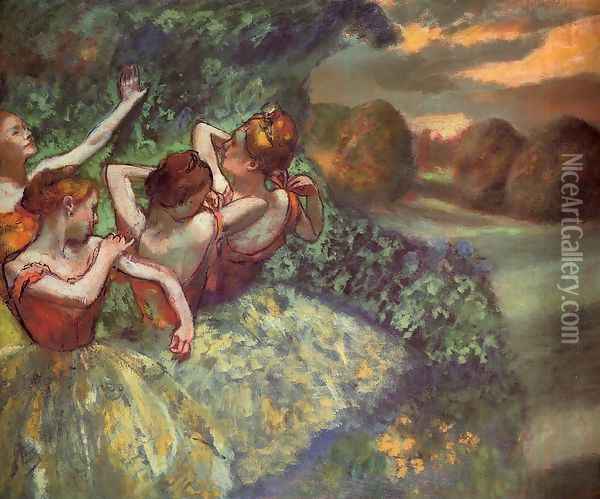 Four Dancers Oil Painting - Edgar Degas