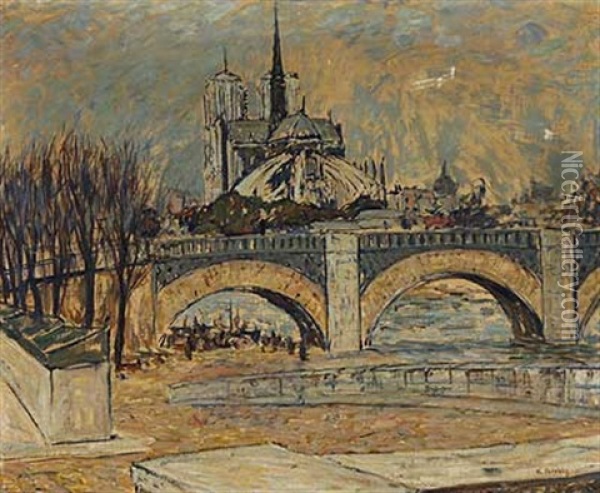 Notre Dame In Paris Oil Painting - Alexander Gerbig