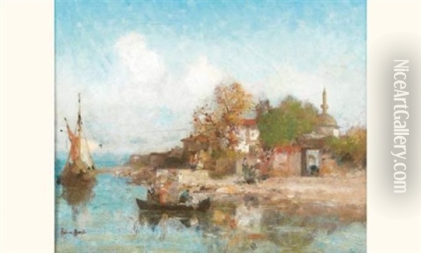 Les Bords Du Bosphore Oil Painting - Germain Fabius Brest