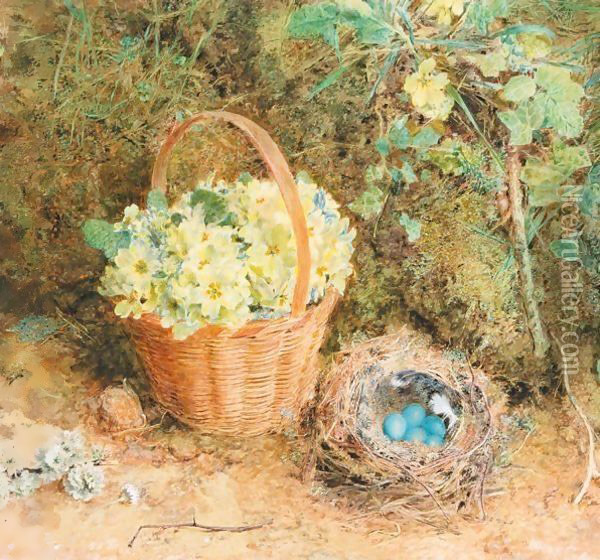 Primroses Oil Painting - William Henry Hunt