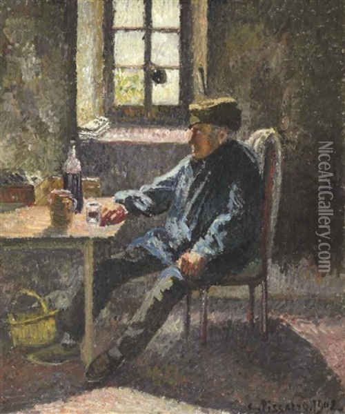 Vieux Vigneron, Moret Oil Painting - Camille Pissarro