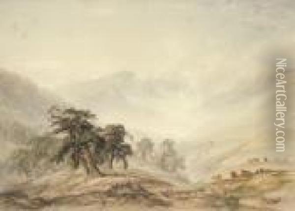Mists Rising From The Valley, Glen Maree Oil Painting - Anthony Vandyke Copley Fielding