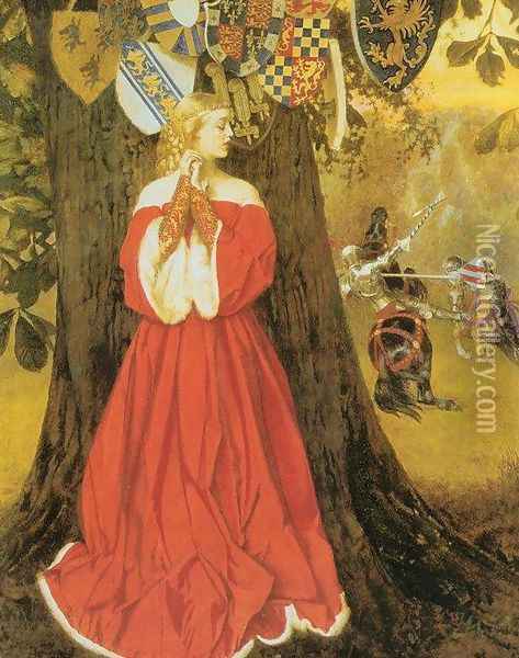 Lancelot Slays the Caitiff Knight Sir Tarquin Oil Painting - Frank Cadogan Cowper