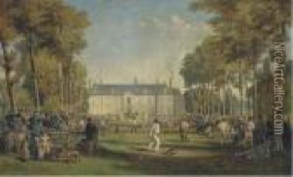 A Ball Game At Givenchy Oil Painting - Jules Achille-Noel
