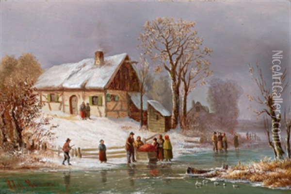 Wintervergnugen Oil Painting - Anton Doll