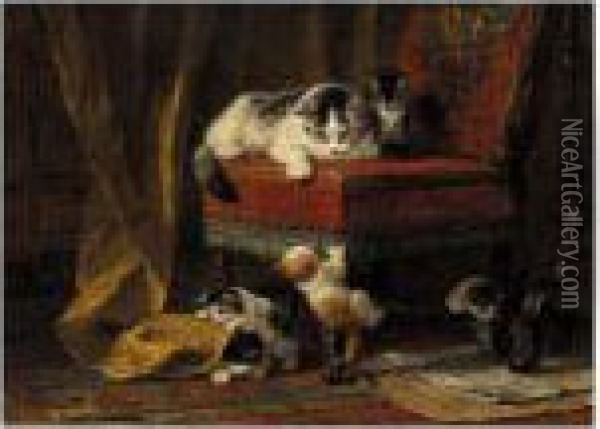 Mother's Pride Oil Painting - Henriette Ronner-Knip