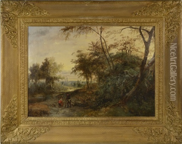 Landscape With Figures Oil Painting - Ildephonse Stocquart