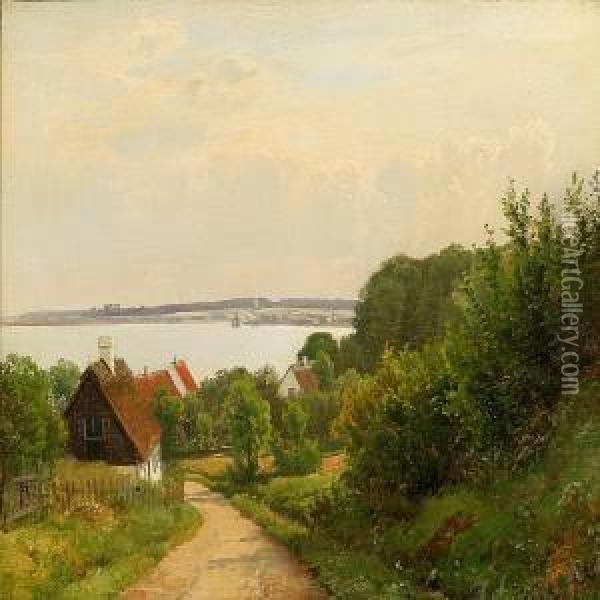 View Of A Danish Inlet Oil Painting - Anders Anderson-Lundby