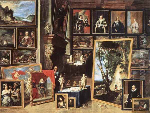 The Gallery of Archduke Leopold in Brussels 1641 Oil Painting - David The Younger Teniers