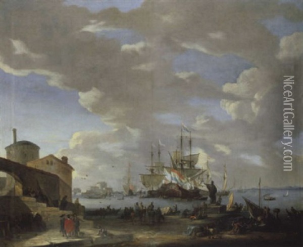 Sudliche Hafenszene Oil Painting - Johann Georg Stuhr