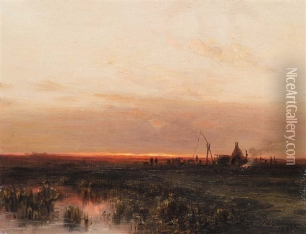 View Of The Sunset Oil Painting - Pal (Paul) Boehm