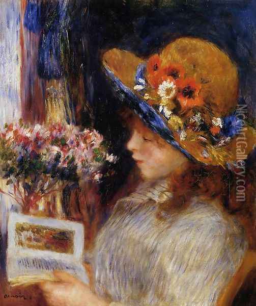 Young Girl Reading 2 Oil Painting - Pierre Auguste Renoir