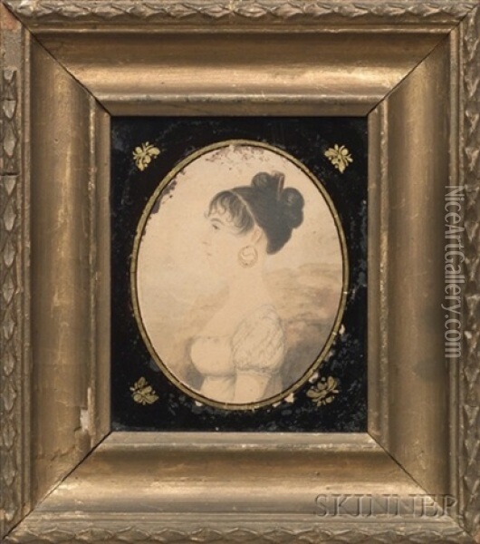 Portrait Of Mrs. Crandell Of Philadelphia Oil Painting - Thomas Birch