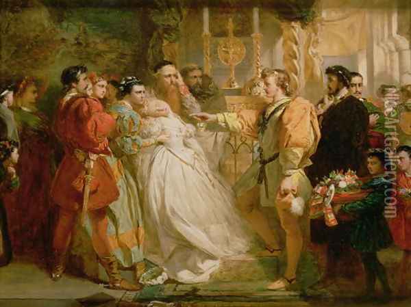 Claudio, deceived by Don John, accuses Hero, from Much Ado About Nothing, 1861 Oil Painting - Marcus Stone