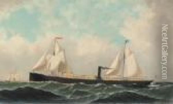 The Steam Sail Ship Lonestar Oil Painting - Antonio Nicolo Gasparo Jacobsen